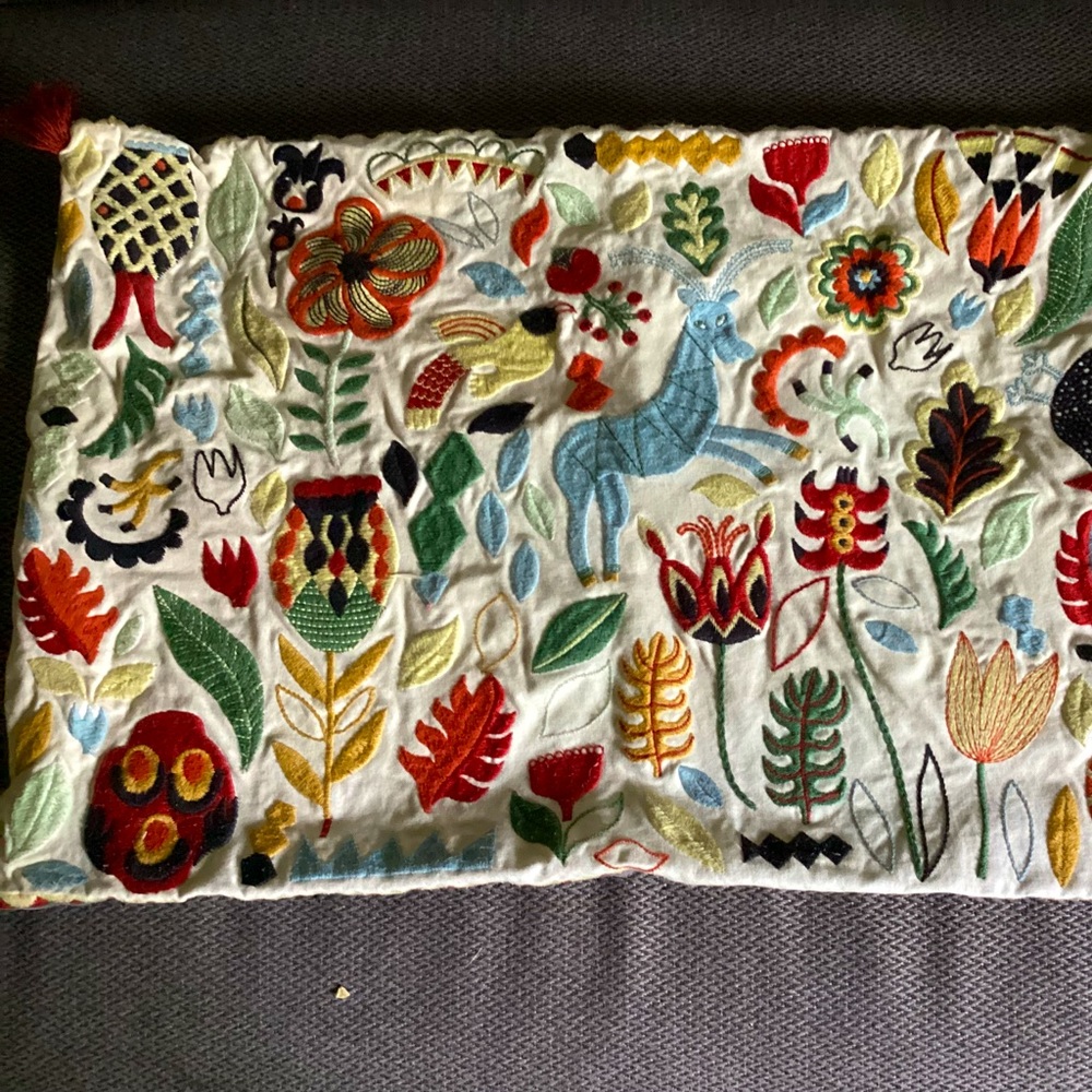 Ikea Rodarv Folklore embroidered lumbar Pillow Cover never used